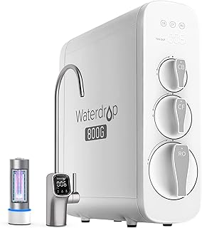 Waterdrop G3P800 Reverse Osmosis System, 800 GPD Fast Flow, NSF/ANSI 42 & 58 & 372 Certified, 3:1 Pure to Drain, Tankless Under Sink RO Water Filter System, LED Purifier, Smart Faucet