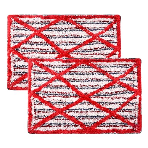 Image of Kuber Industries Door Mat | Dust Trapper Mat | Anti-Skid Door Entrance Mat | Floor Mat for Home Entrance | Katli Mingle Entryway Door Mat | Pack of 2 | Red