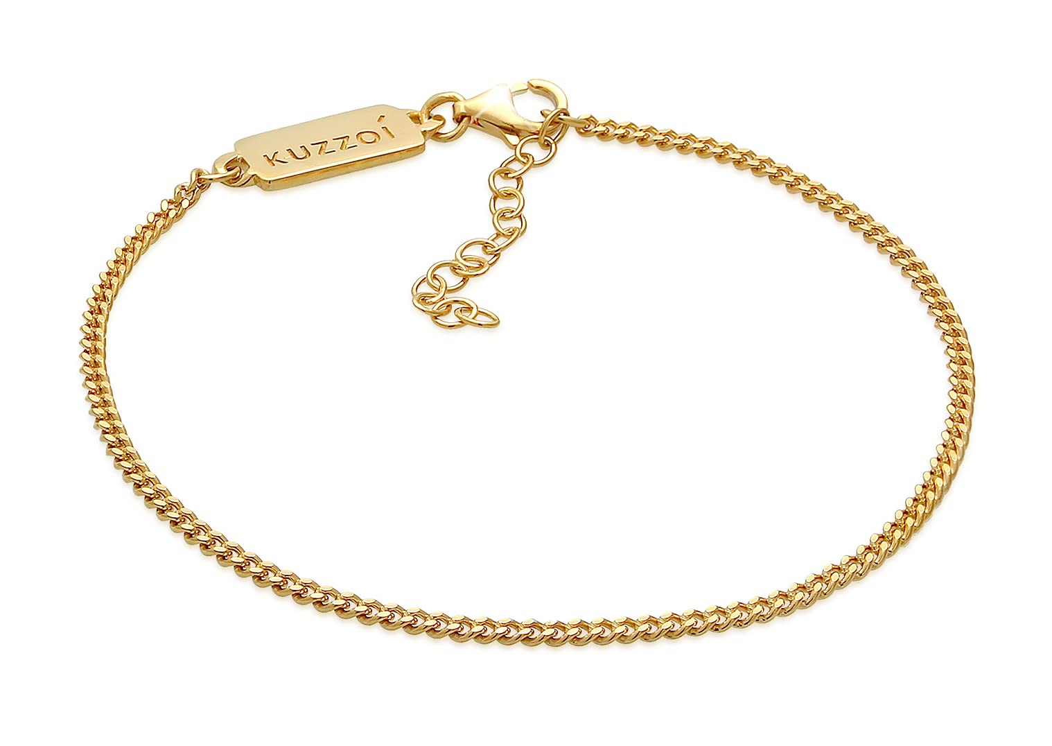 Kuzzoi Pulsera para hombre de plata de ley 925 chapada en oro, con mosquetón, pulsera dorada para hombre, longitud 19 + 5 cm