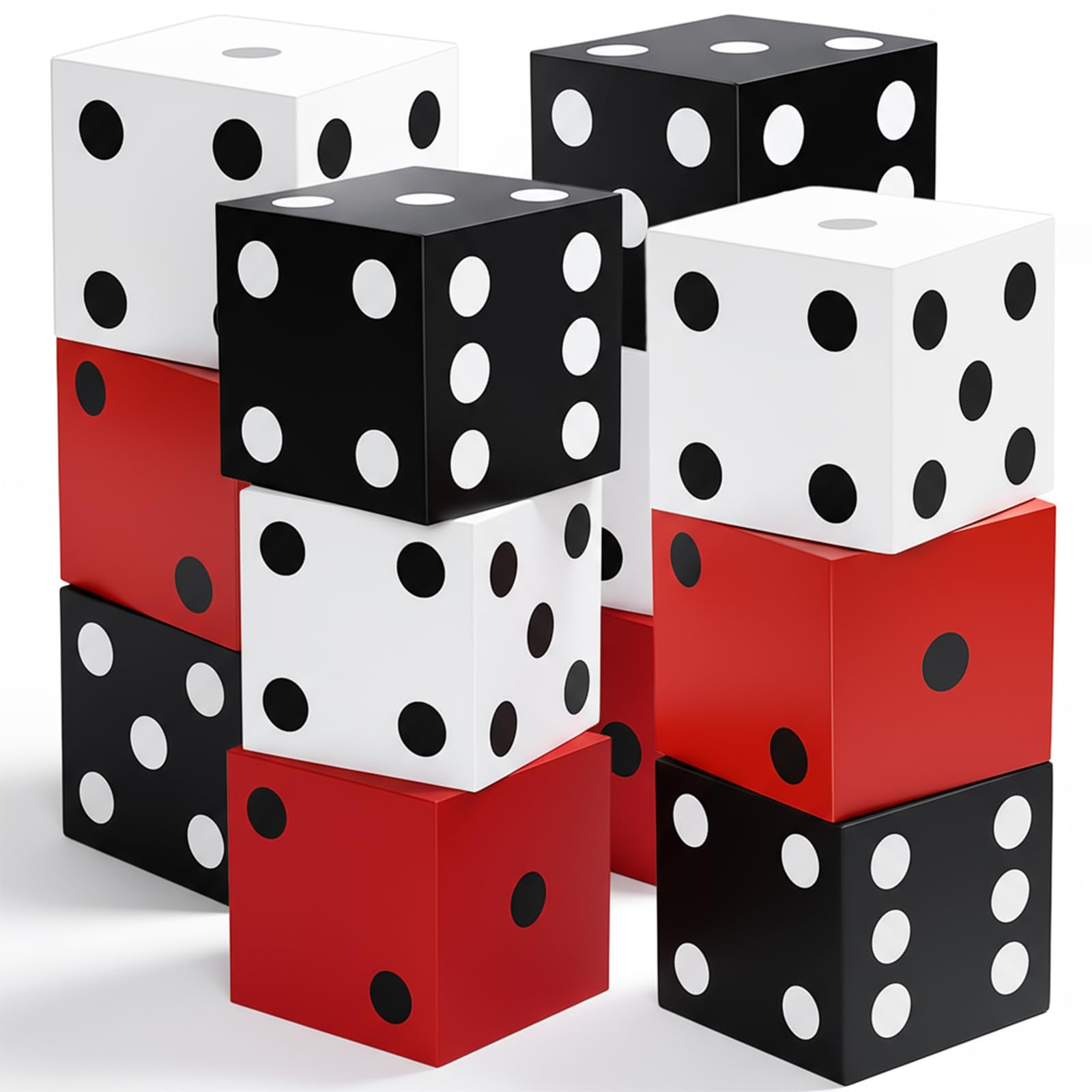 Meyeyaia 12 Pcs Large Dice Decorations, 11 In Dice Box Game Night Theme Party Decoration, Giant Table Top Cardboard Dice Centerpieces for Graduation Prom Birthday Party(Black, White, Red)