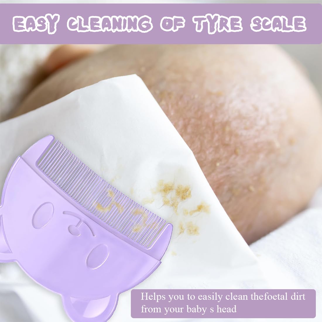 Brosse et peigne pour croûtes de lait (2PCS) - Brosse en silicone pour le bain de bébé, Peigne à Cheveux pour Bébé, Peigne à cheveux sensoriel doux avec poils doux en silicone Outil de bain (Violet)