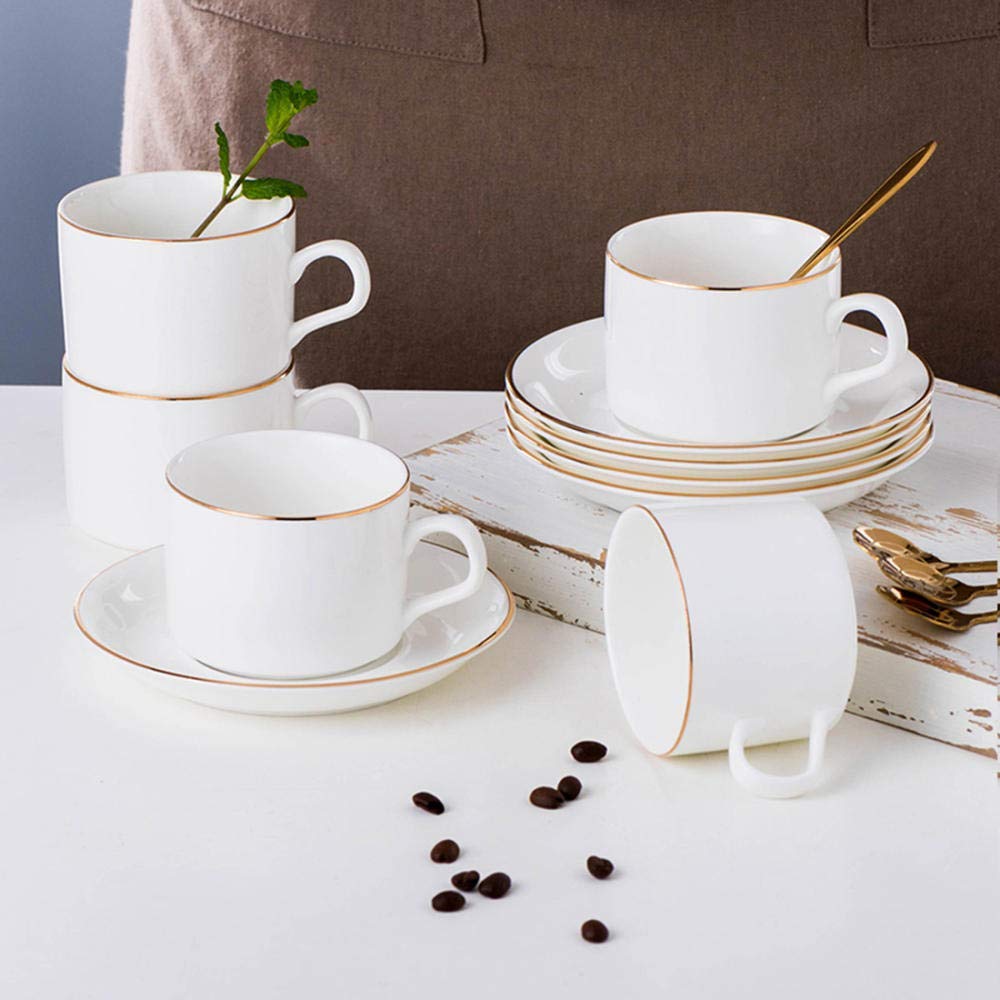 Ceramiczny biały Phnom Penh domowy zestaw filiżanek i spodków do kawy zestaw do herbaty zestaw do espresso 4-częściowy zestaw ekspres do kawy 150 ml