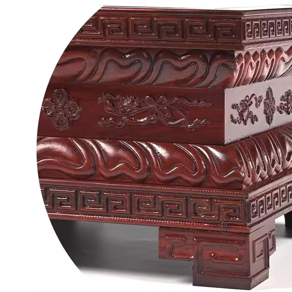 Soporte de Planta Base de Estatua de Buda de Loto, Planta en Maceta de Madera Maciza, Soporte Elevado, Base de Adorno Decorativa Cuadrada Soporte de Exhibición de Flores(S)