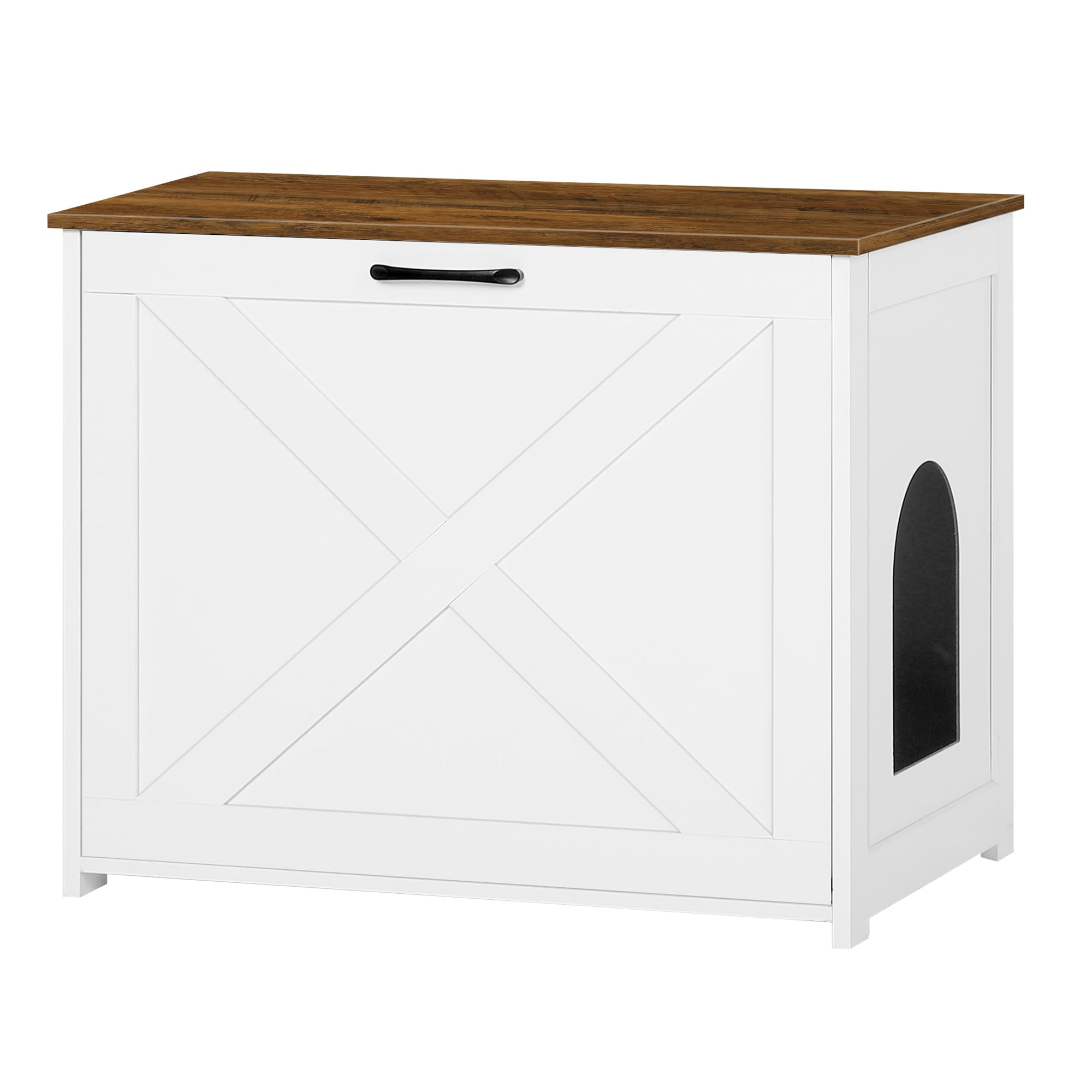 Dwanton Cat Litter Box Furniture Hidden, Cat Litter Box Enclosure, Reversible Entrance Can Be on Left or Right Side, Indoor Cabinet, Wooden Washroom,