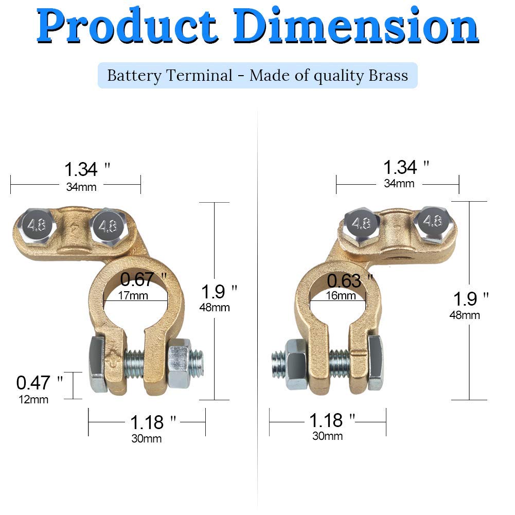 Car Battery Terminals Connectors Clamps Set Positive & Negative