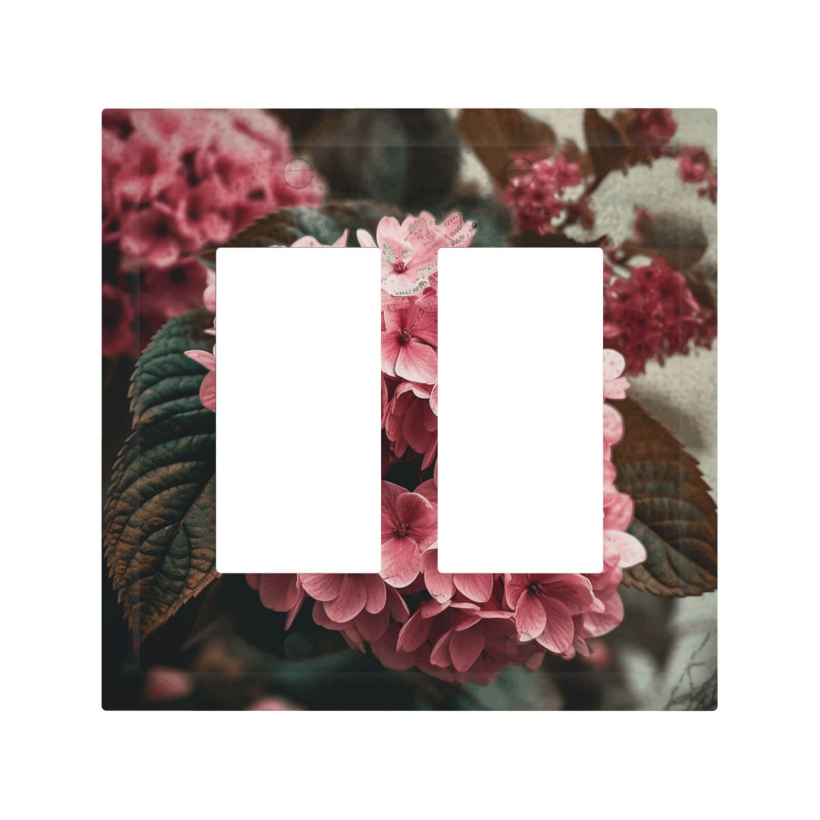 2-Gang Light Switch Cover Flowers Wall Plate for Electrical Outlets Double Decorator Wall Plates 4.9" x 5" Mid-size Receptacle Outlet Covers Blank Faceplate Cover