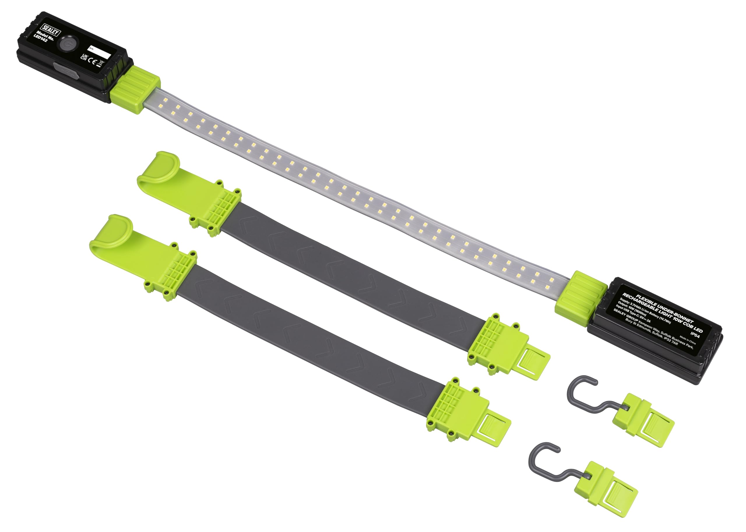 Sealey Silver/Green Rechargeable Flexible Under-Bonnet Light 10W Cob Led, 1600Lm - Led142,