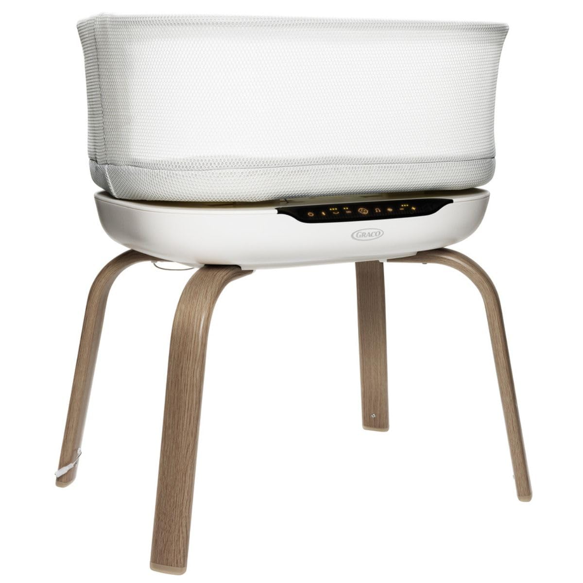 Graco Eluma Nest Bedside Bassinet, Birth to 9kg (Approx. 6 Months), cry Detection Technology that Senses Your Baby and soothes/Settles, Bluetooth Technology, Luna Fashion