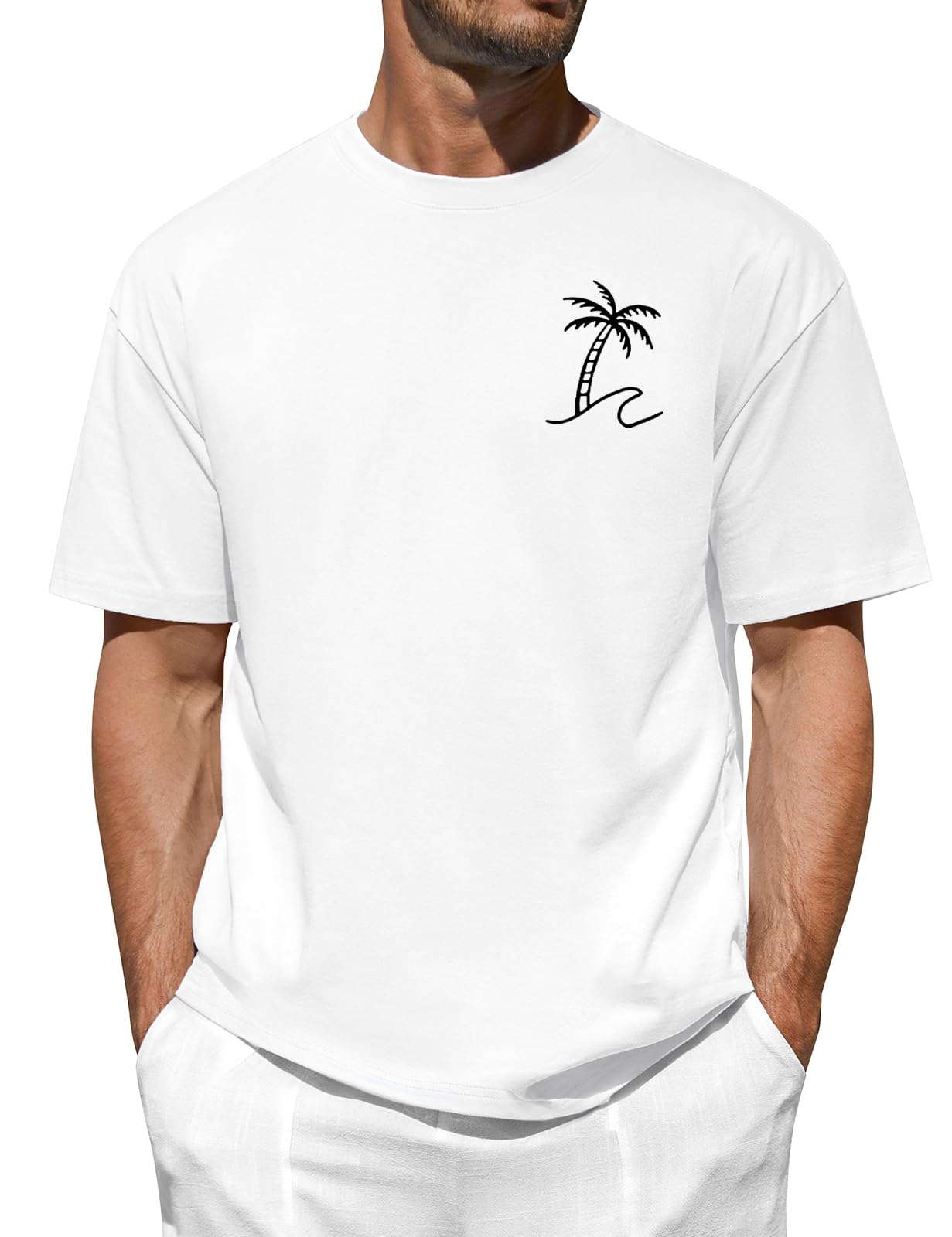 heekpek Tshirt Herren Sommer Oversize Baumwolle T-Shirts für Herren Männer Basic Classic T Shirt Rundhals Kurzarm Print Top