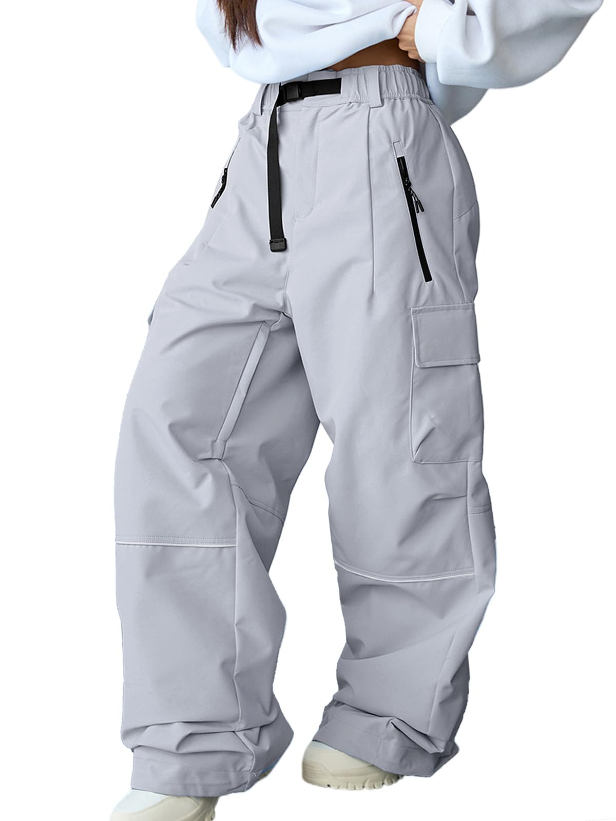HOTIAN Pantalon de ski pour femme - Imperméable - Coupe-vent - Doublure chaude - Pantalon softshell amovible - Pantalon cargo - Pantalon de snowboard - Pantalon de ski de fond - Pantalon d'extérieur
