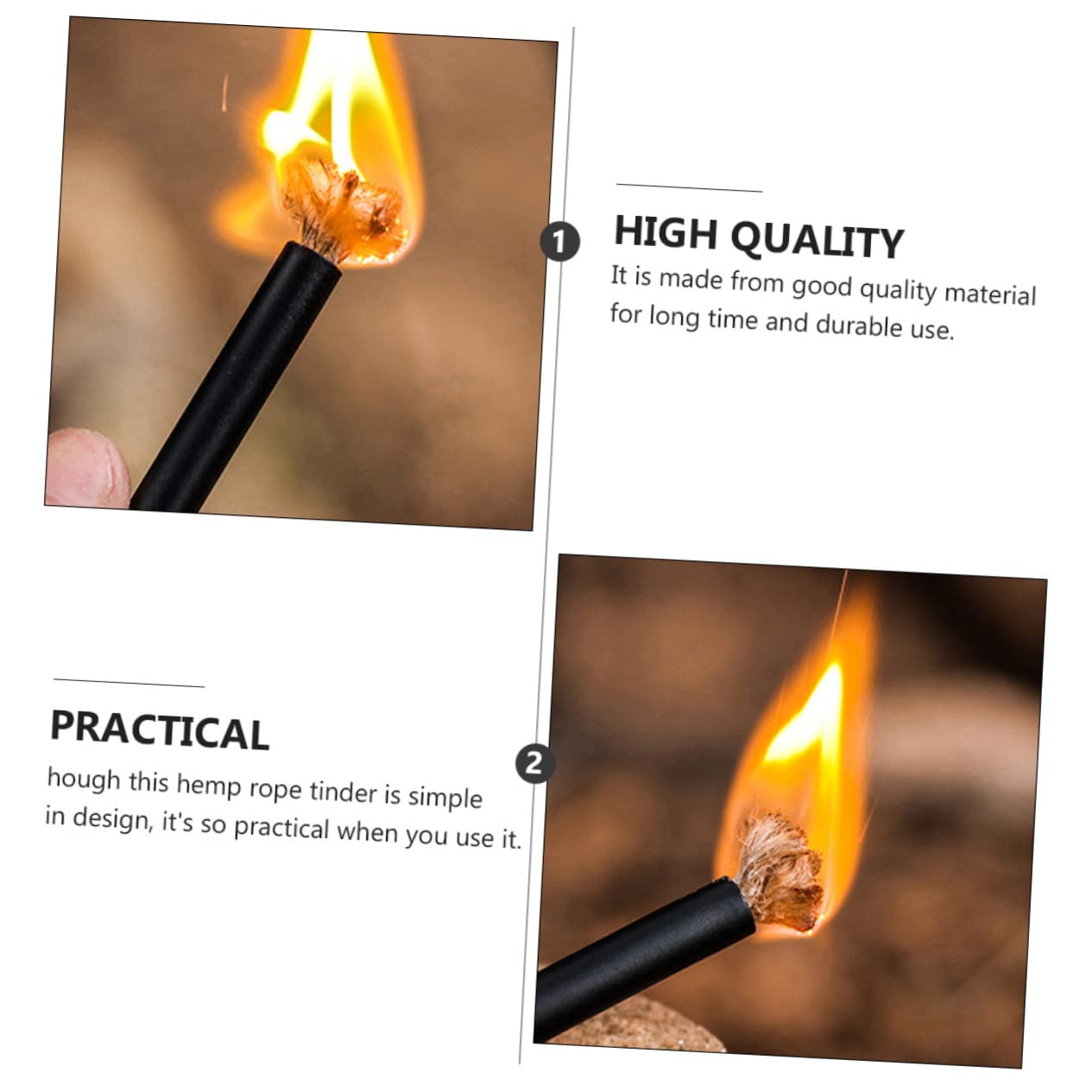 Yardwe 8 Sets Camping Gadget Survival Wick Ropes Fire Starter Windproof Lightweight