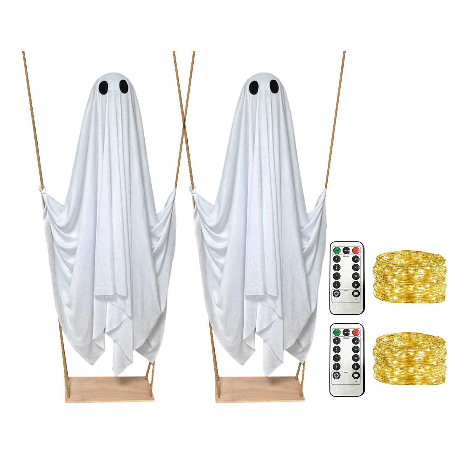 Pasisuu Halloween Hanging Swing Ghost Decoration Light Up Spooky Decor