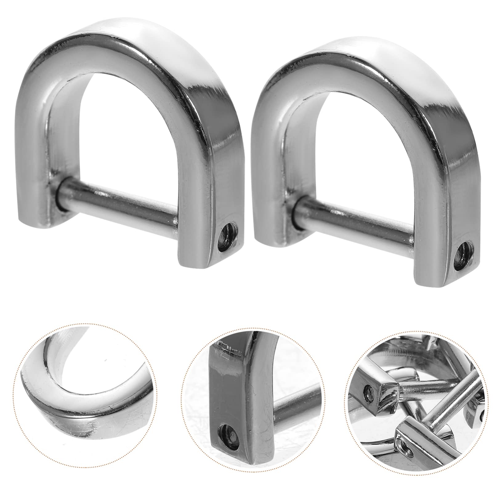 NUOBESTY Anillas en D para Bolsos Tornillo Desmontable 4 Piezas, Herrajes de Aleación de Zinc Plateada, para Mochilas y Manualidades, Accesorios Versátiles para Reparación y Reemplazo