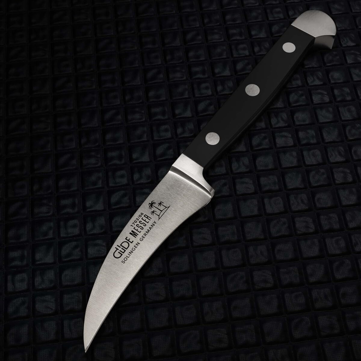 Güde Solingen Schälmesser geschmiedet 6 cm POM schwarz ALPHA Tourniermesser Doppelkropf Handmade Germany