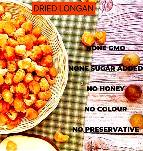 Dried longan in Grocery & Gourmet Food Pulp Berries Real Meat Natural Fruit 100% No sugars, No Honey Used in teas Snacks Desert Cooking Healthy (Add-Long Self-Life ) 250 g (8.88oz) Pack of 1