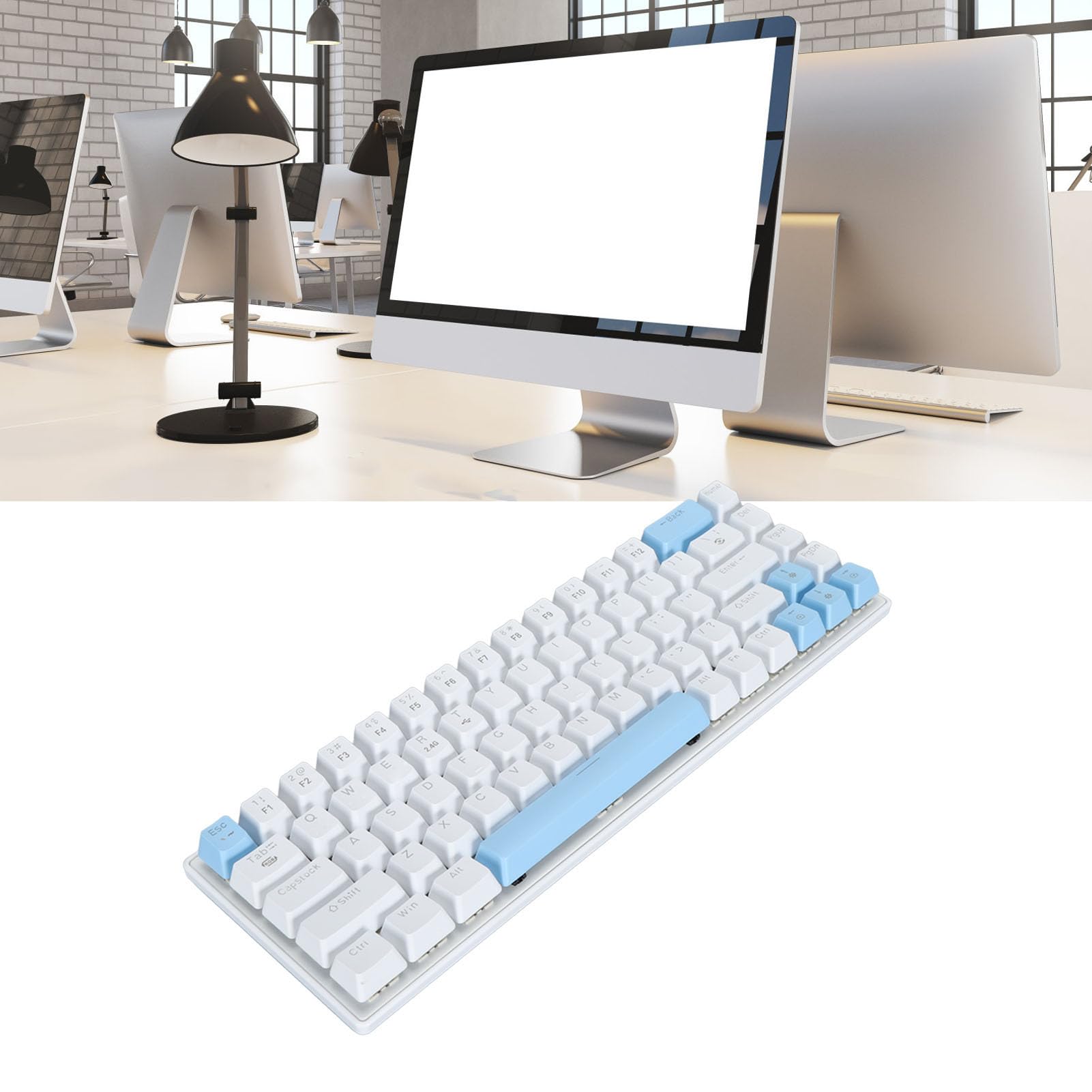 KIMISS Alta Compatibilidad 61 Teclas Mecánicas Interruptores Azul Interruptores BT5.0 USB C RGB Teclado de Juego de Retroiluminación para Teléfonos Inteligentes Capatales de Juegos de Alto (#1)