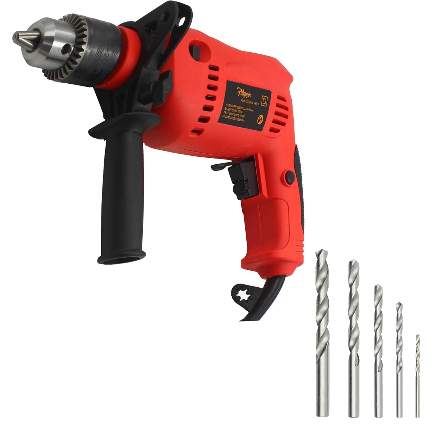 Hillgrove HGCM1013M1 All Purpose 700W Drill Machine with 5Pcs HSS Drill Bits for