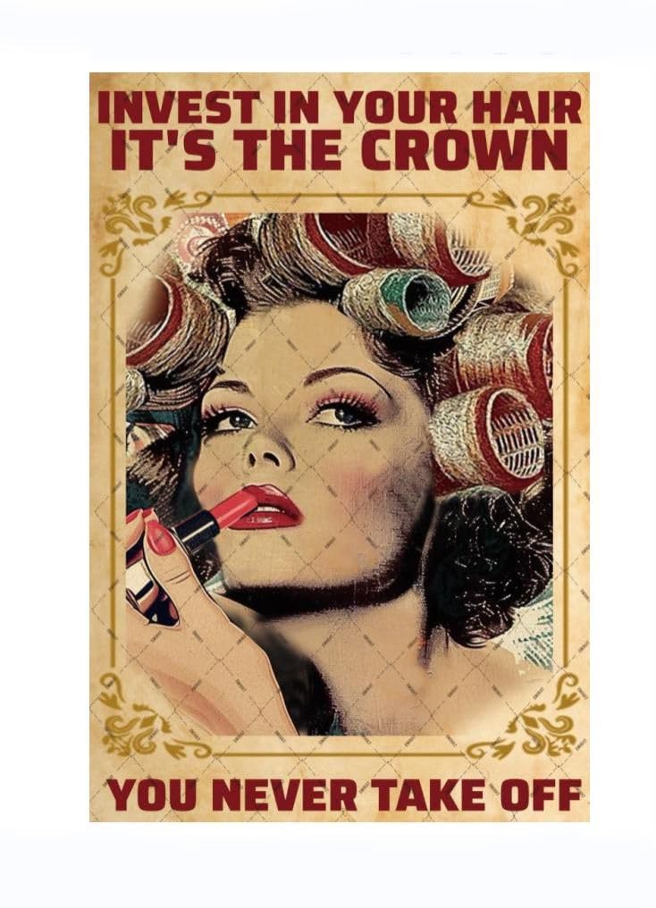 Invest In Your Hair Hairdresser Tin Sign, 12x8 Inch Salon