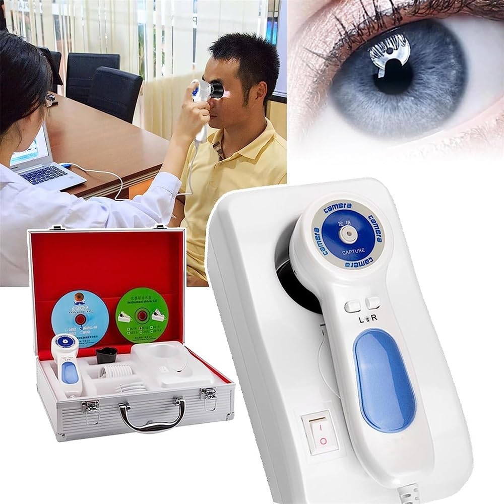 Cámara de iridología, analizador de iris multifunción, cámara de análisis de iris específica for computadora USB, con caja de aluminio + HD 13 millones de píxeles + software de análisis de iris