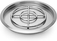 Vista 8 de Stanbroil Bandeja redonda plana para fogata de acero inoxidable de 30" con anillo quemador de 24 fuegos instalado, BTU 296,000 máx