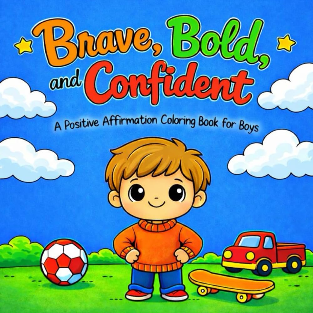 Brave, Bold, and Confident: A Positive Affirmation Coloring Book for Boys 5-10 to build confidence, courage, and self-love, and to practice mindfulness