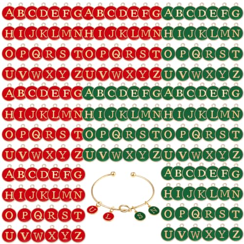 Bucherry 208 Pcs Red and Green Letter Metal Charms for Christmas Craft