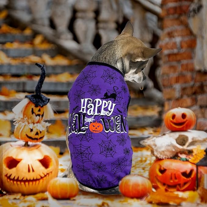 Camiseta de Halloween para Perros de Algodón Suave Estirable Sin Mangas miniatura 3