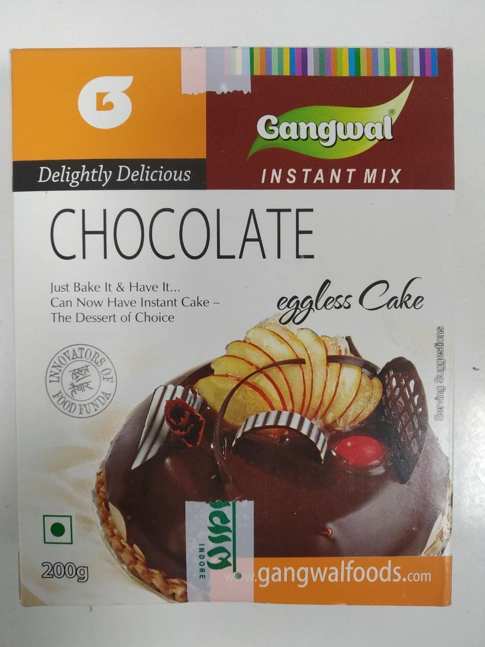 Gangwal Chocolate Cake Mix 200g | 100% Eggless | Instant Bake Premix | Just Add Water, Mix & Bake | Rich, Moist Cake for Celebrations, Kids’ Parties & Quick Treats