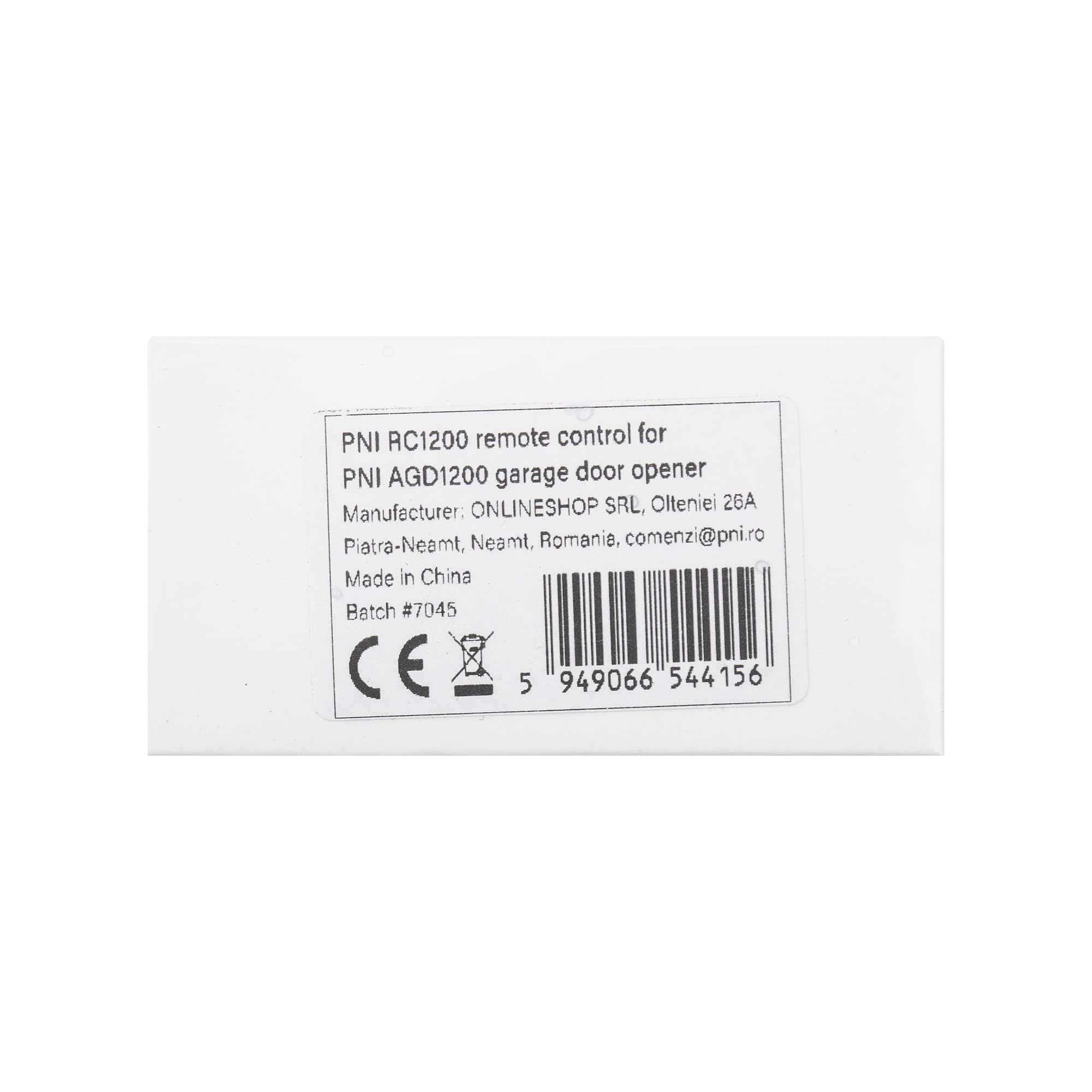 PNI RC1200 433 MHz Additional Remote Control For PNI AGD1200 Garagedeur Automatiseringsset 27a Batterij Inbegrepen PNI RC1200 433 MHz Additional Remote Control For PNI AGD1200 Garagedeur Automatiseringsset 27a Batterij Inbegrepen
