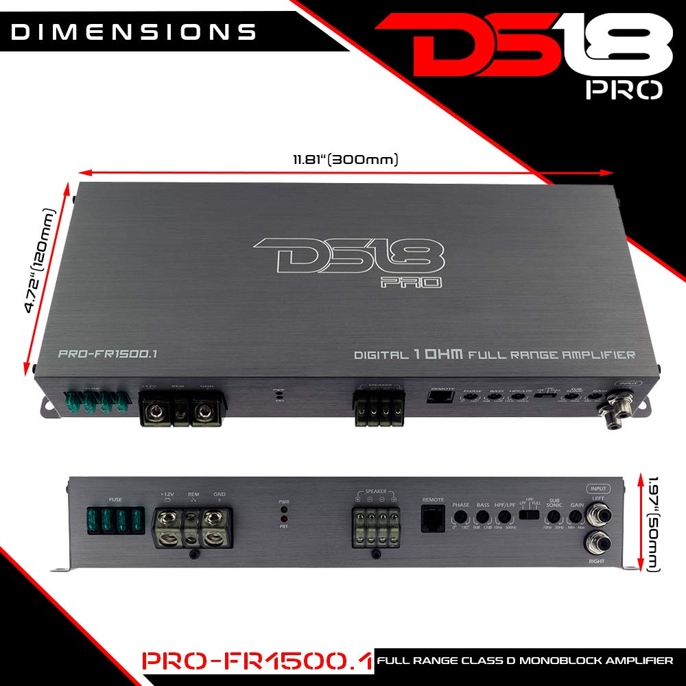 DS18 Car Amp Monoblock 1500w Watt Amplifier Monoblock PROFR1500.1 Full