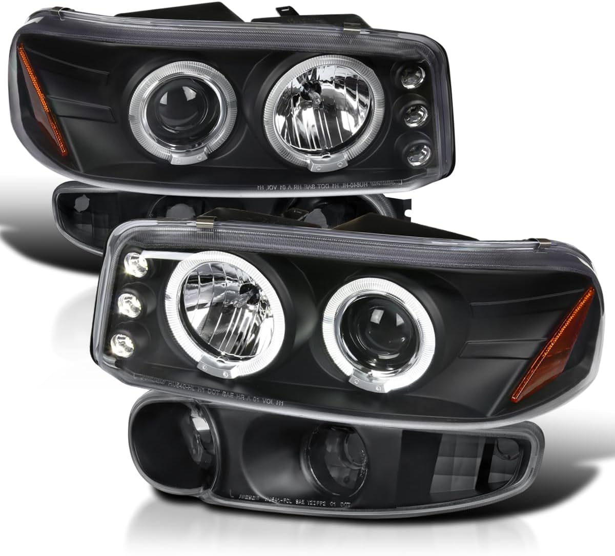 SPEC-D TUNING Black Housing Clear Lens LED Halo Projector Headlights