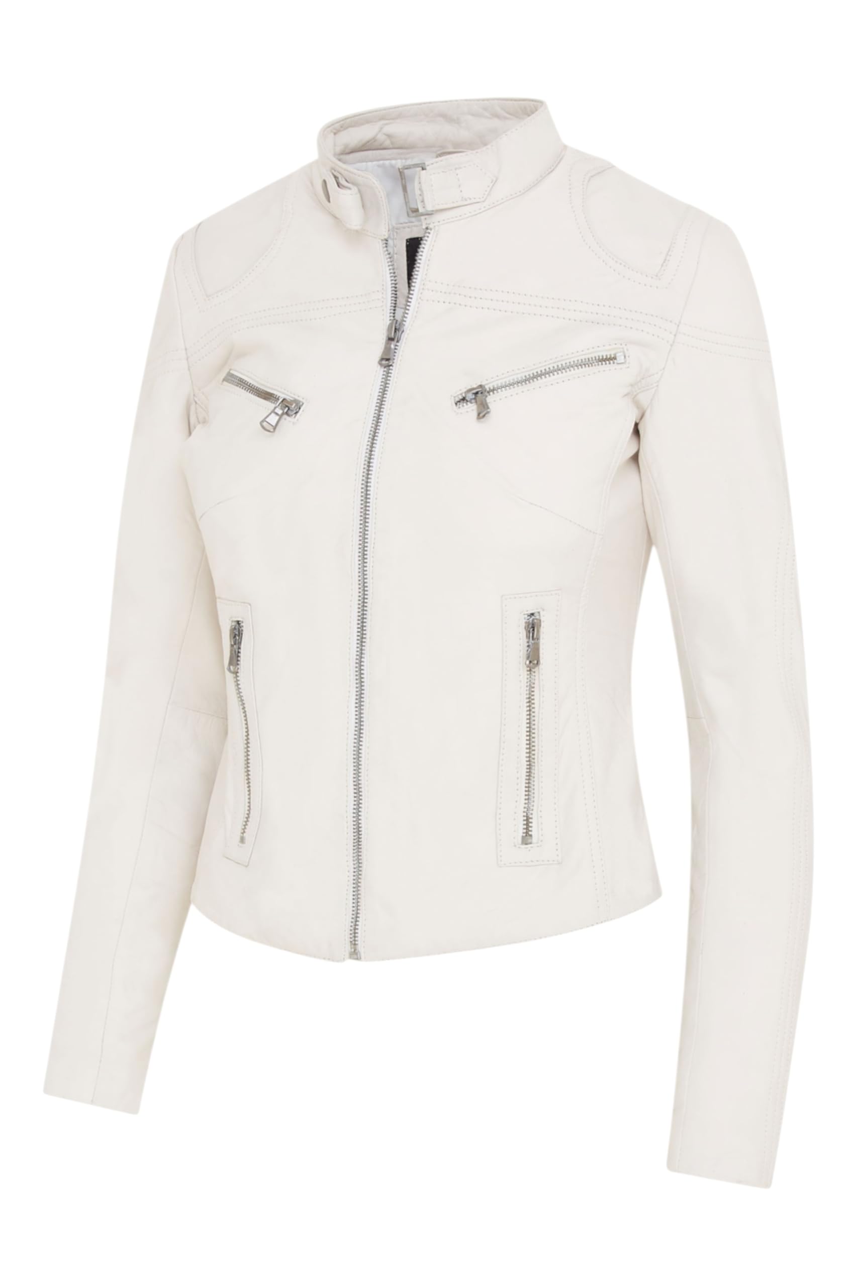 Infinity Leather Giacca da Motociclista Slim Fit in Vera Pelle Classica da Donna