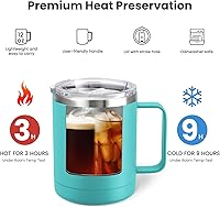 Vista 163 de MEWAY 12oz Coffee Mug With Handle 8 Pack Bulk,Stainless Steel Insulated Travel Tumblers With Sliding Lid,Double Wall Vacuum Camping Cup for Hot &