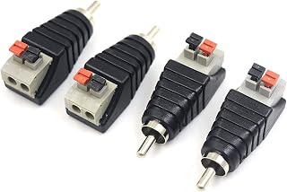 Poyiccot RCA Speaker Wire Adapter, 4 Pack Speaker Phono RCA Male to AV 2 Screw Terminal Female Video Audio Spring Press Type Balun for CCTV (RCA M/F)