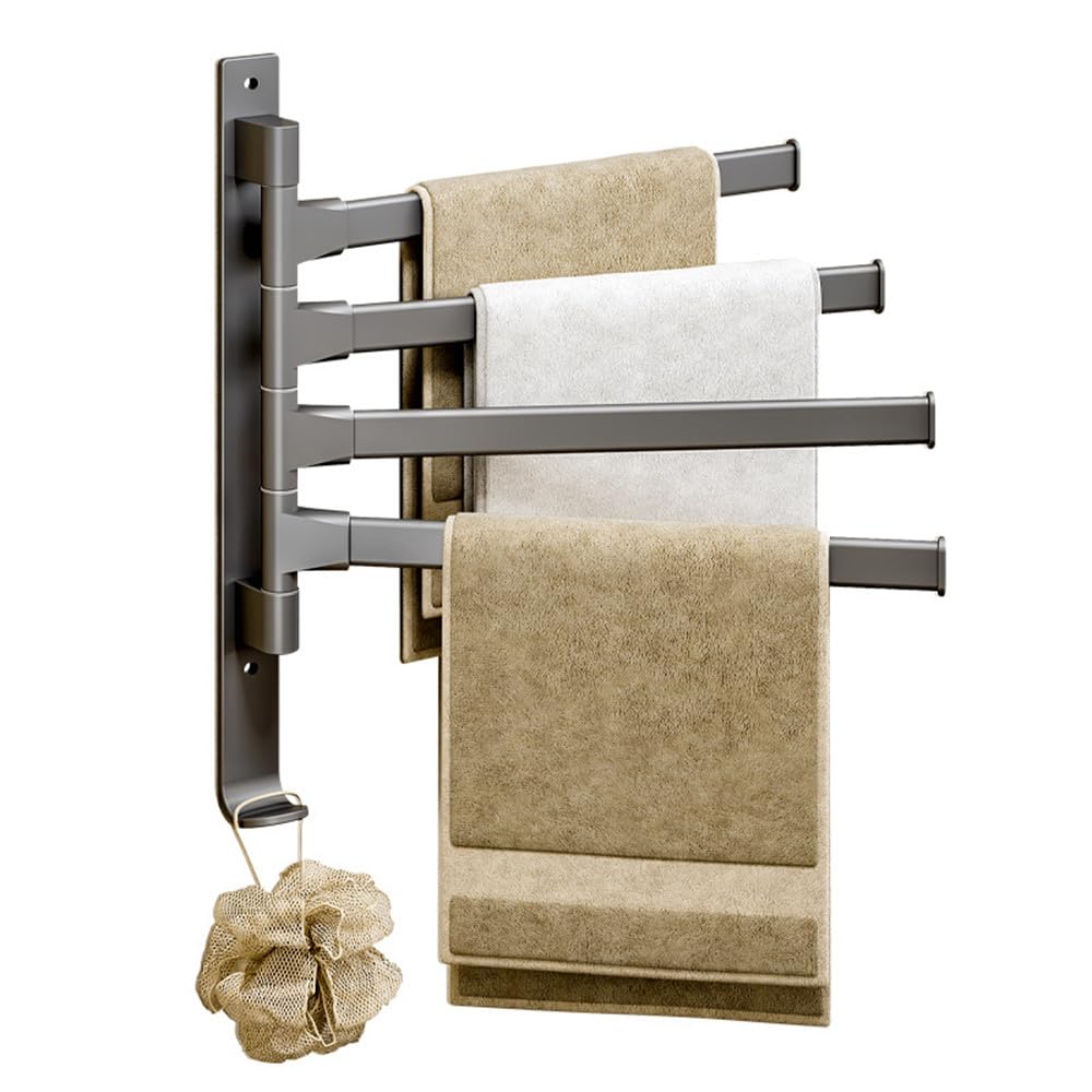 Toallero Giratorio para baño, sin Perforaciones, de Pared, multiposte, 5 Varillas, Color Negro