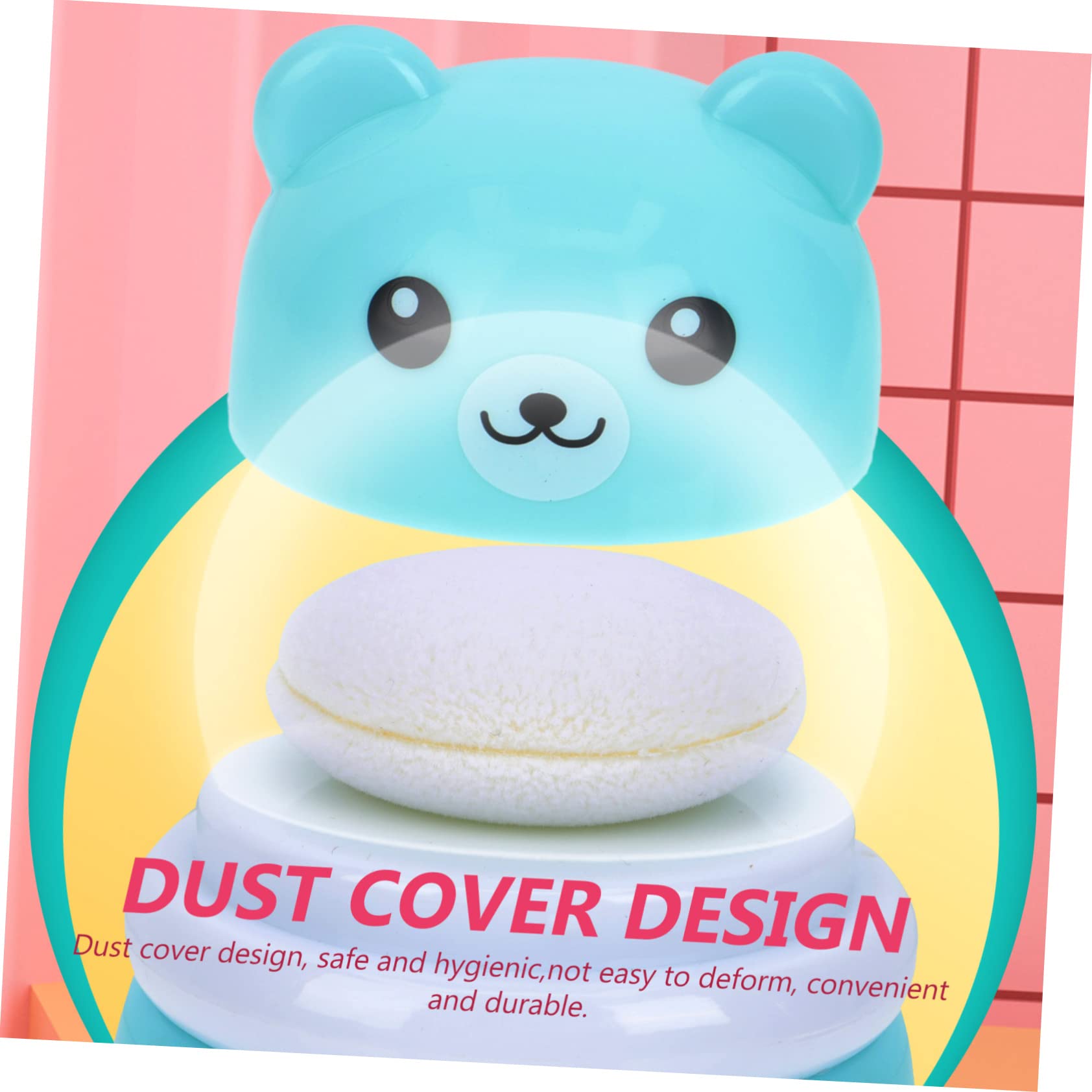 Gatuida Infant Grooming Kit Bath Powder Box Cartoon Bear Design Kit Powder Container for Newborn