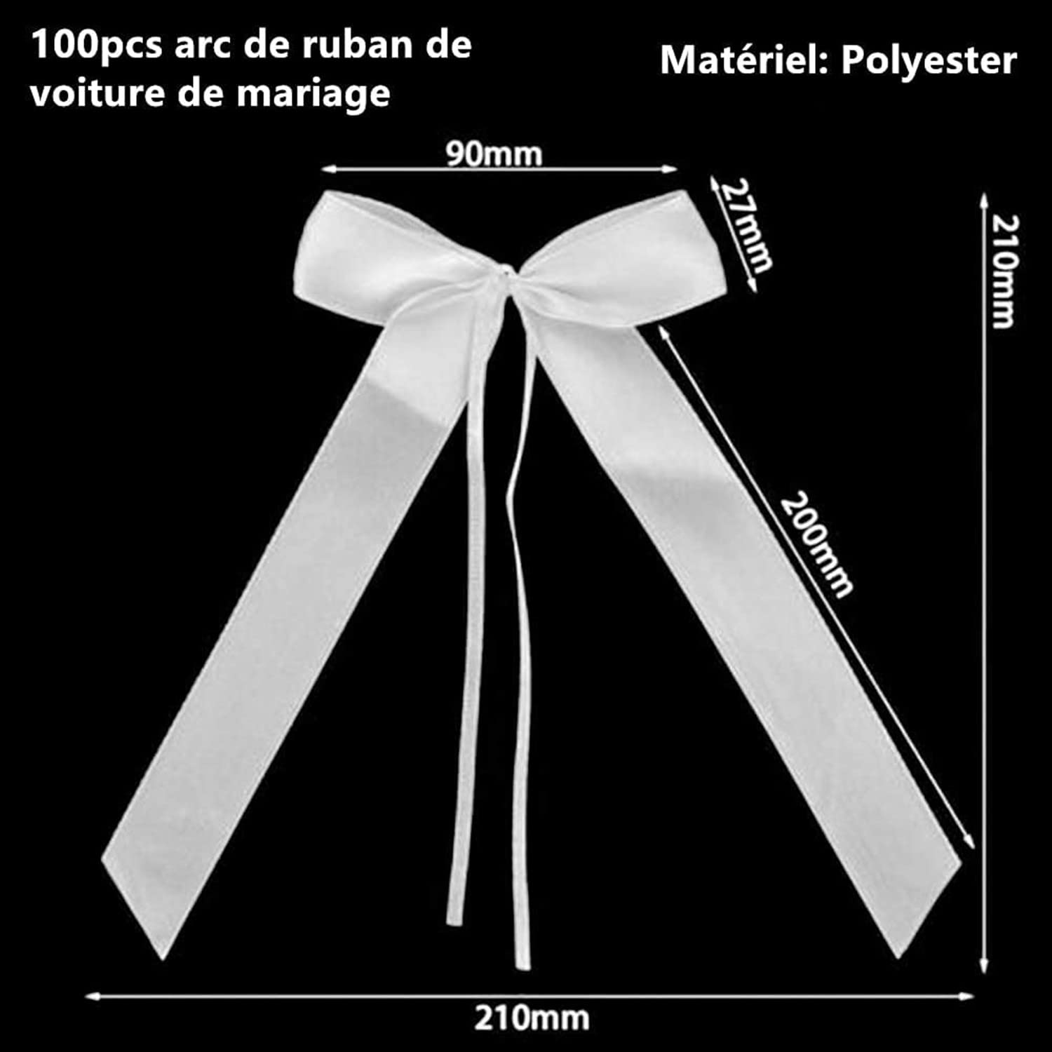 LATRAT 100 Pièces De Decoration Mariage Nœuds Satin Voiture (Ivoire Blanc)