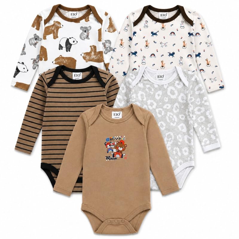Image of EIO Newborn Baby Cotton Romper Sleepsuit | Half Sleeve Jumpsuit Bodysuit for Boys & Girls | Soft Breathable Baby Clothes Combo Pack