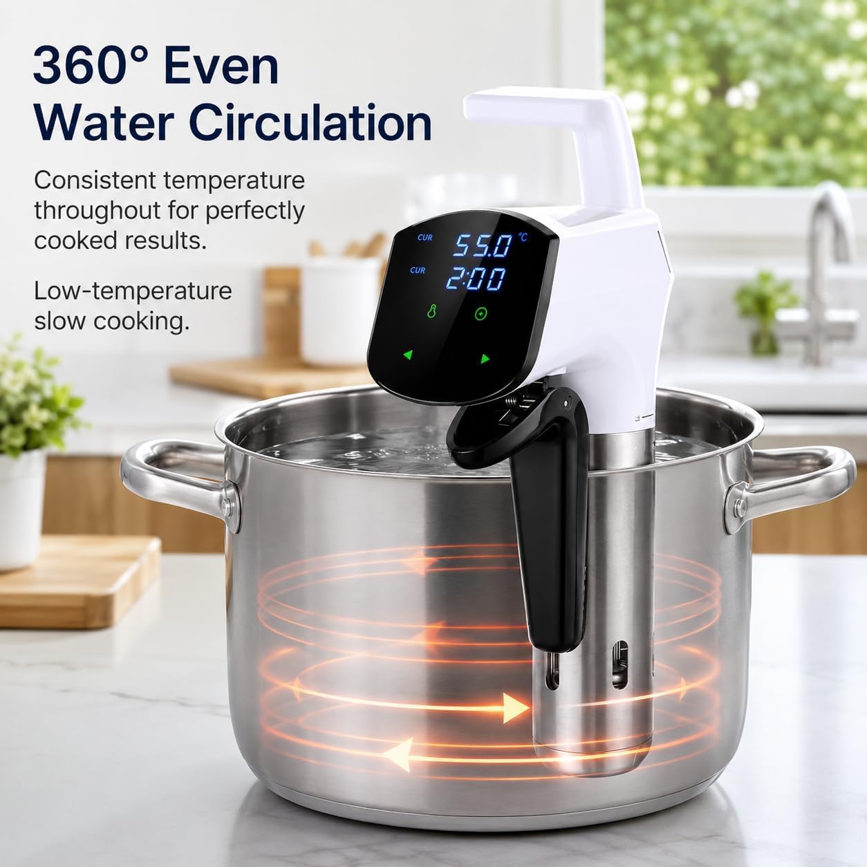 Baño de agua WiFi Sous Vide 1800W Cocina de precisión con pantalla LCD, control de temperatura de 25-95 °C para filetes, pollo, pescado, verduras