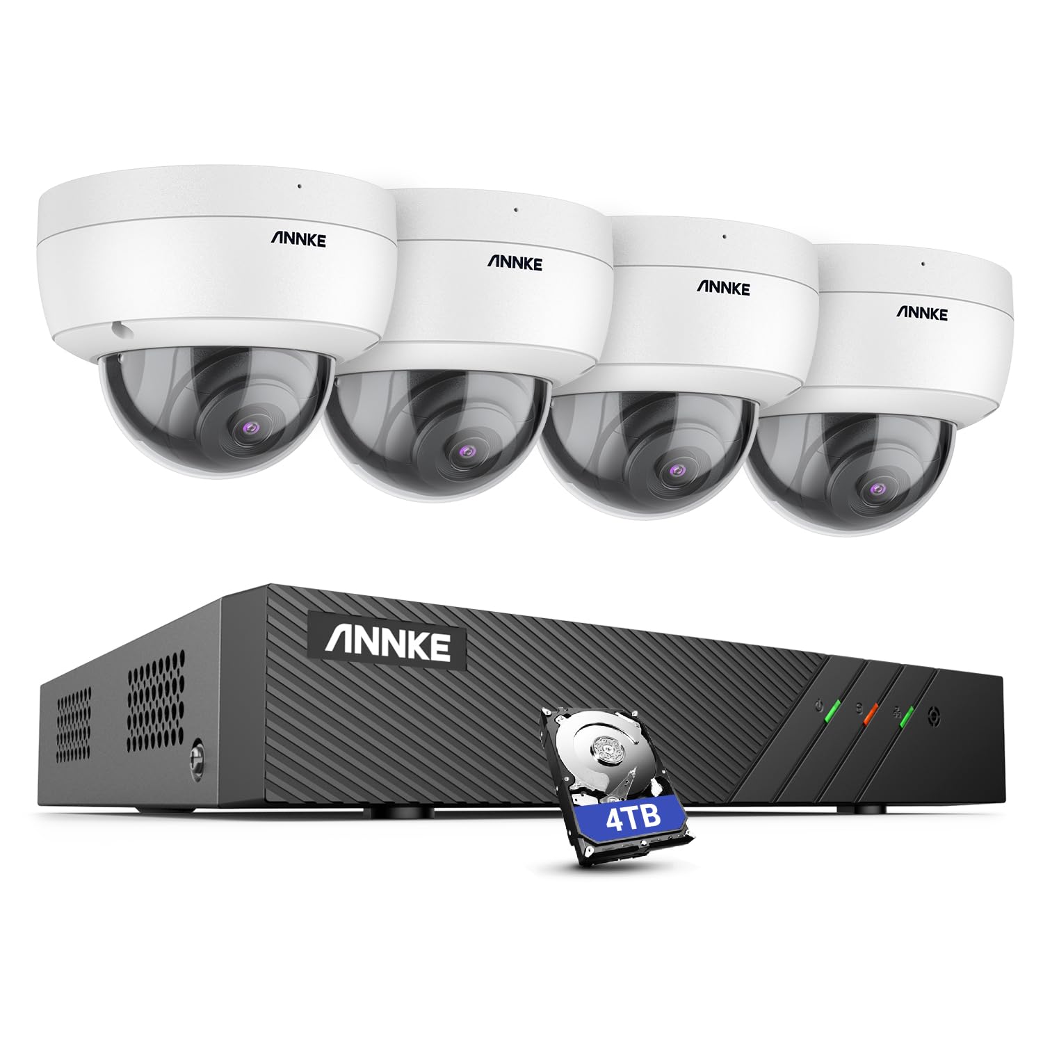ANNKE H500 5MP PoE Home Security Camera System, H.265+ 6MP NVR for 24/7 Recording, 4pcs IP Dome Camera with Audio, Color Night Vision, Remote Access, Plug&Play, IP67 Waterproof, 4TB HDD