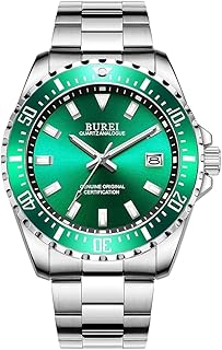 burei Watch Men's Stainless Steel Analog Quartz Wristwatch Classic Business Large Dial Men's Watch with Date Gifts for Men-picture-55