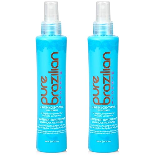Pure Brazilian Acondicionador sin enjuague, tratamiento nutritivo para el cabello con queratina para fortalecer, paquete de 2, 6.78 onzas (6.8 fl oz)
