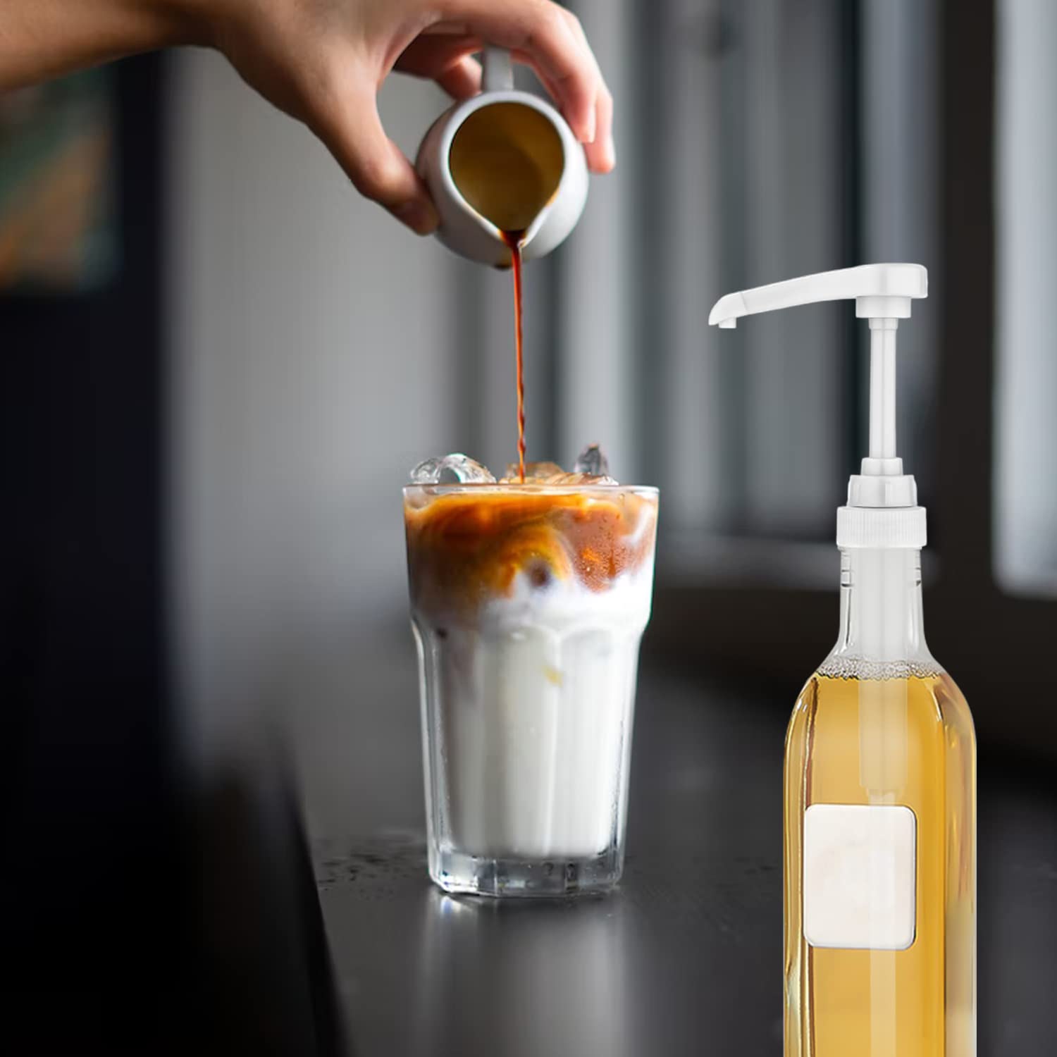 4 Pompes à Sirop Pour Bouteilles 750ml - Café, Glaces, Cocktails - Dosage Précise