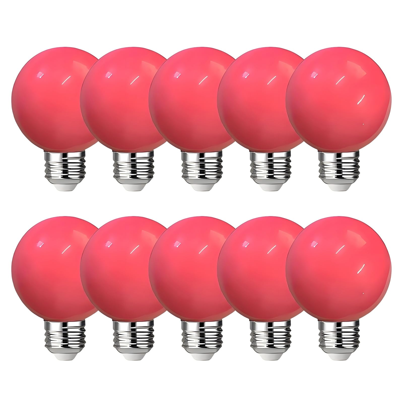Jiotouhu 10 Pack Coloured LED Bulbs Golf Ball E27 3W, AC220V, Non-dimmable, Plastic Cover, Multicoloured Bulbs for Outdoor Indoor String Wedding Party Bar Mood Ambiance Decor