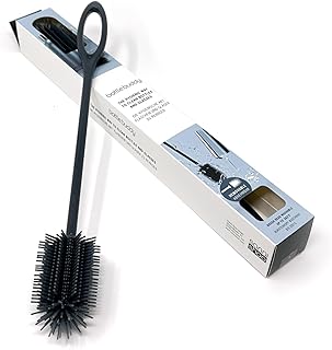 Sanni Shoo Flaschenbürste Silikon, Hygienischer, abschraubbarer Kopf auskochbar bis 200°C, Geeignet für Babyflaschen, Thermosflaschen, Trinkflaschen, Karaffen, Weingläser, BPA & PVC frei, Länge 35cm