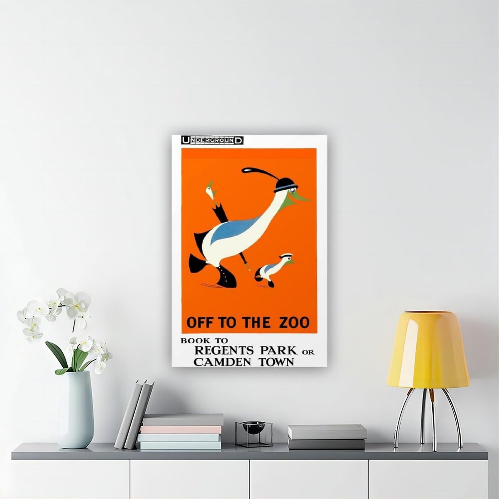Poster su tela con scritta "Off to the Zoo London Underground", decorazione per camera da letto, ufficio, stanza, regalo, 40 x 60 cm
