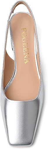 Miniatura 7 de FOGEENA Zapatos de tacón bajo de cuero grueso y liso para mujer, con puntera cuadrada, sexy, de 2 pulgadas