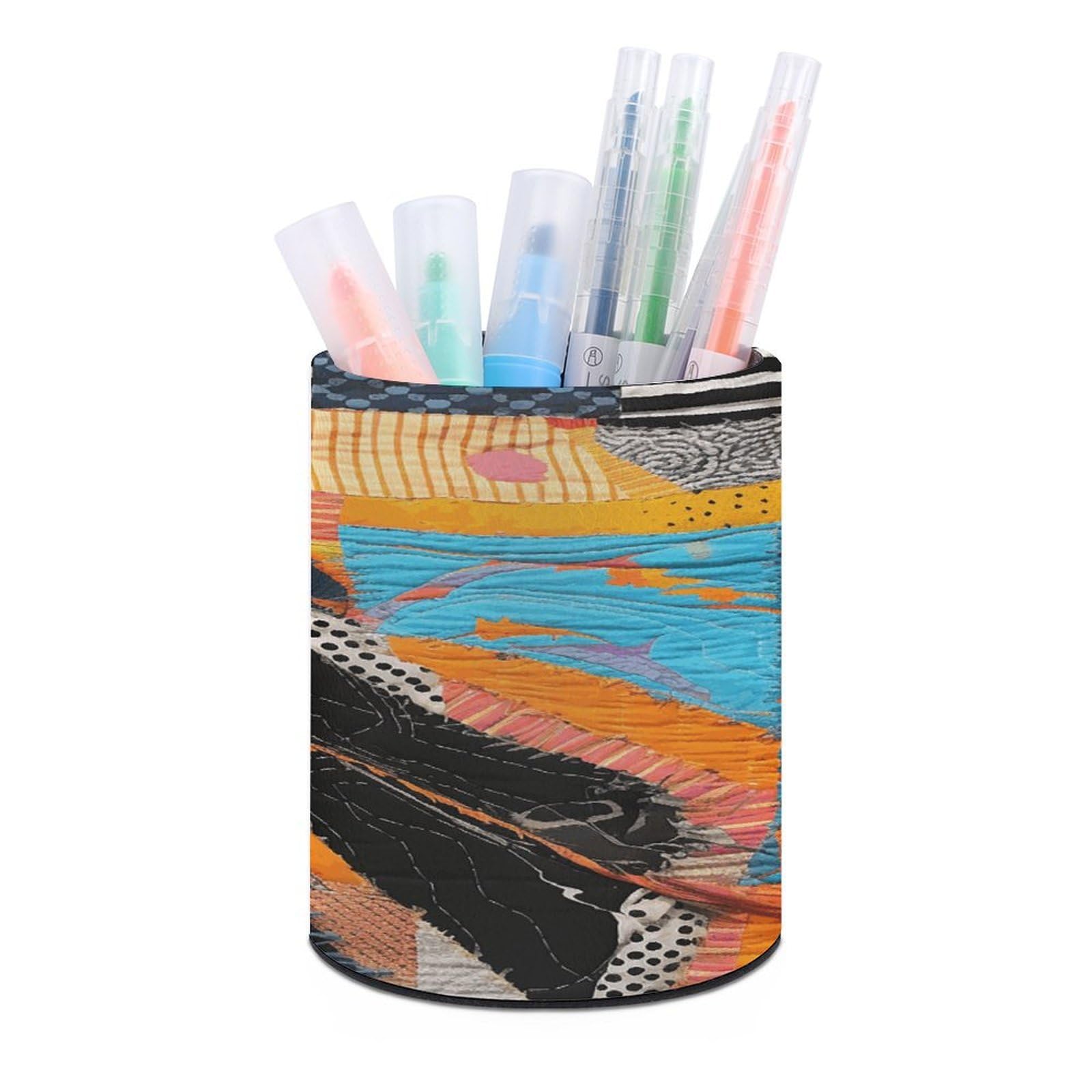 VstaDank - Colorful Pen Holder Round Pencil Holder PU Leather Desk Organizer Holder for Brush Decor Office Desk Home (3.1 x