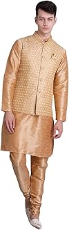 Uri and MacKenzie Men's Silk Blend Kurta Pajama with Designer Ethnic Nehru Jacket/Modi Jacket