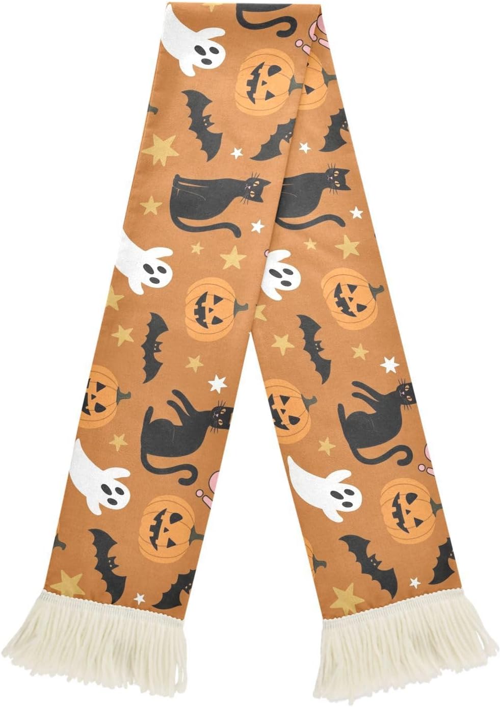 CHIFIGNO Black Cats Bats Sports Fan Scarf Towel, Soft Absorbent Polyester Soccer Scarf for Cheering, Quick Dry Rally Towel with Fringe Ends